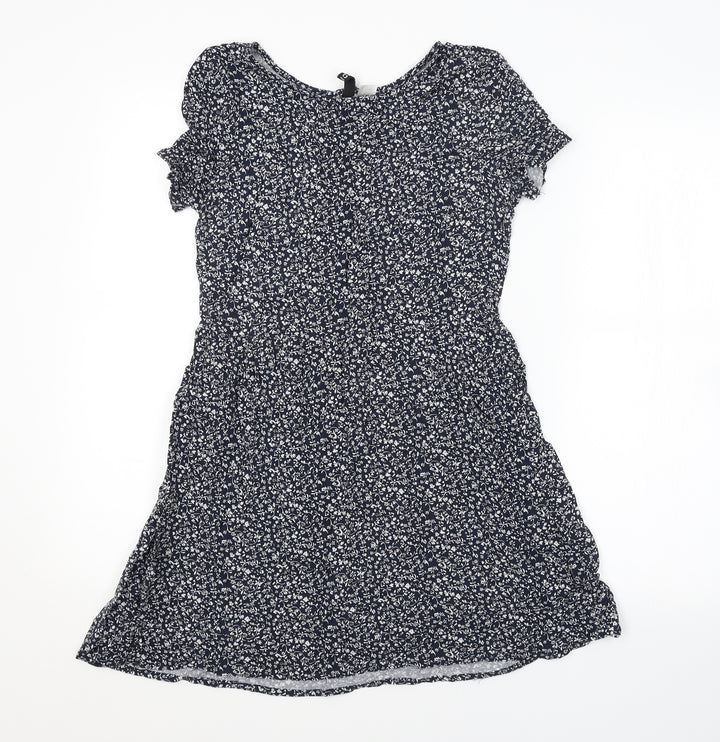 H&M Womens Blue Floral  A-Line  Size 8