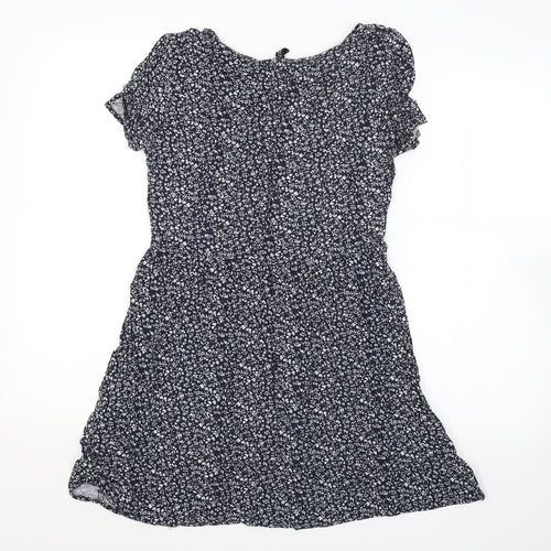 H&M Womens Blue Floral  A-Line  Size 8