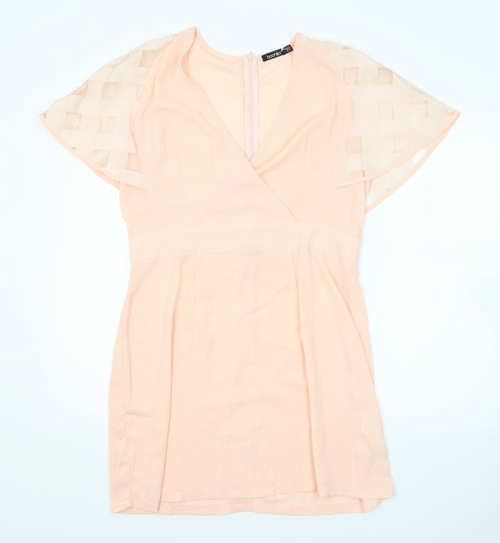 Boohoo Womens Pink   Pencil Dress  Size 14