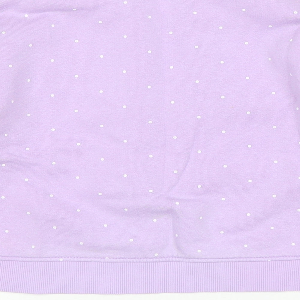 M&S Girls Purple Polka Dot  Pullover Sweatshirt Size 3-4 Years  - Dinosaur