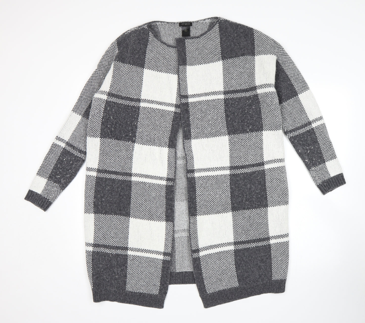 Ann Taylor Womens Grey Check  Wrap Jumper Size M