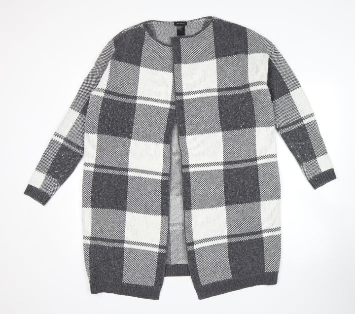 Ann Taylor Womens Grey Check  Wrap Jumper Size M