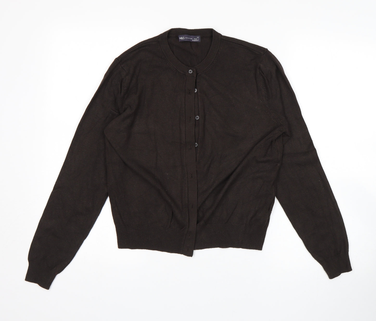 M&S Womens Brown   Cardigan Jumper Size 14