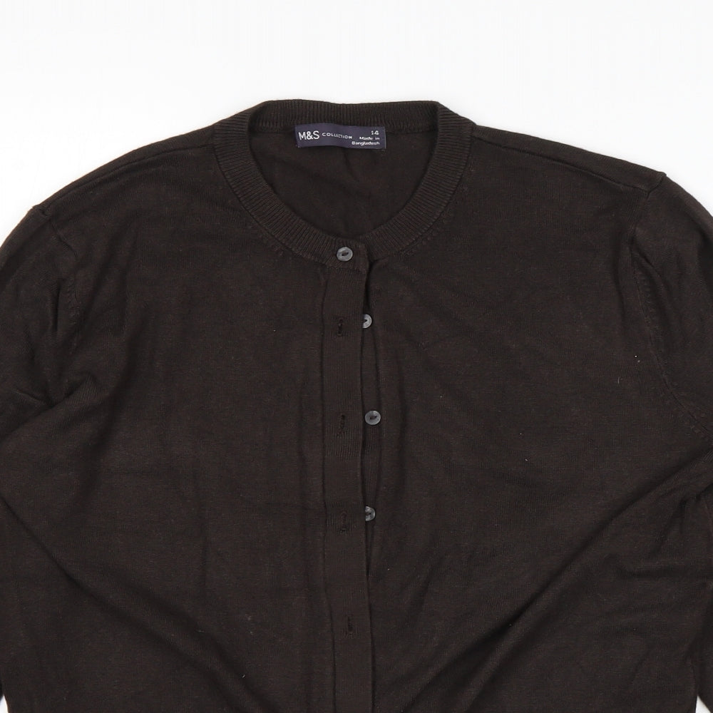 M&S Womens Brown   Cardigan Jumper Size 14