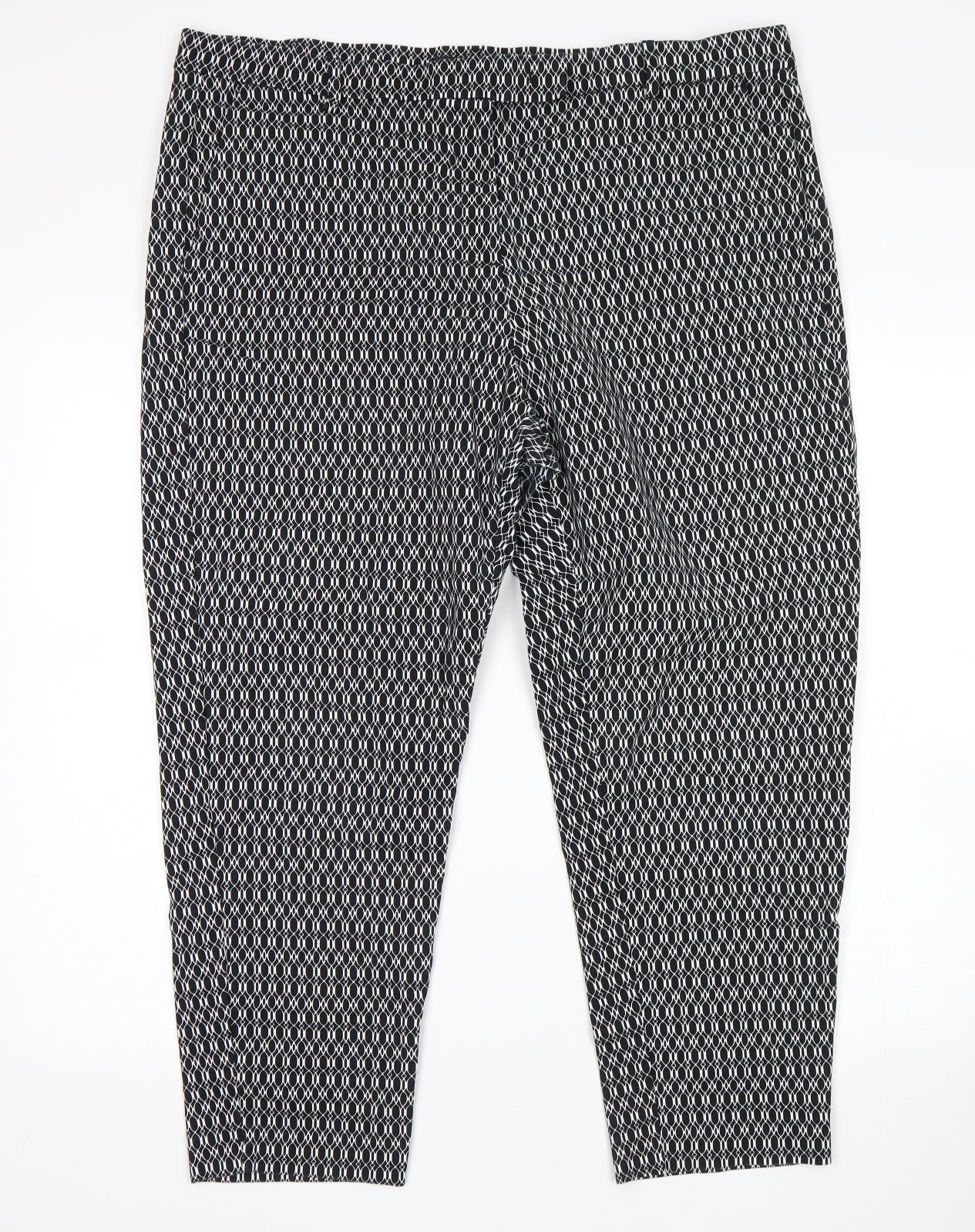 M&S Womens Multicoloured Geometric  Cropped Trousers Size 20 L25 in