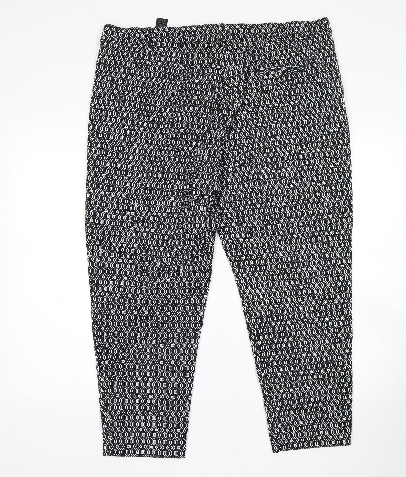 M&S Womens Multicoloured Geometric  Cropped Trousers Size 20 L25 in