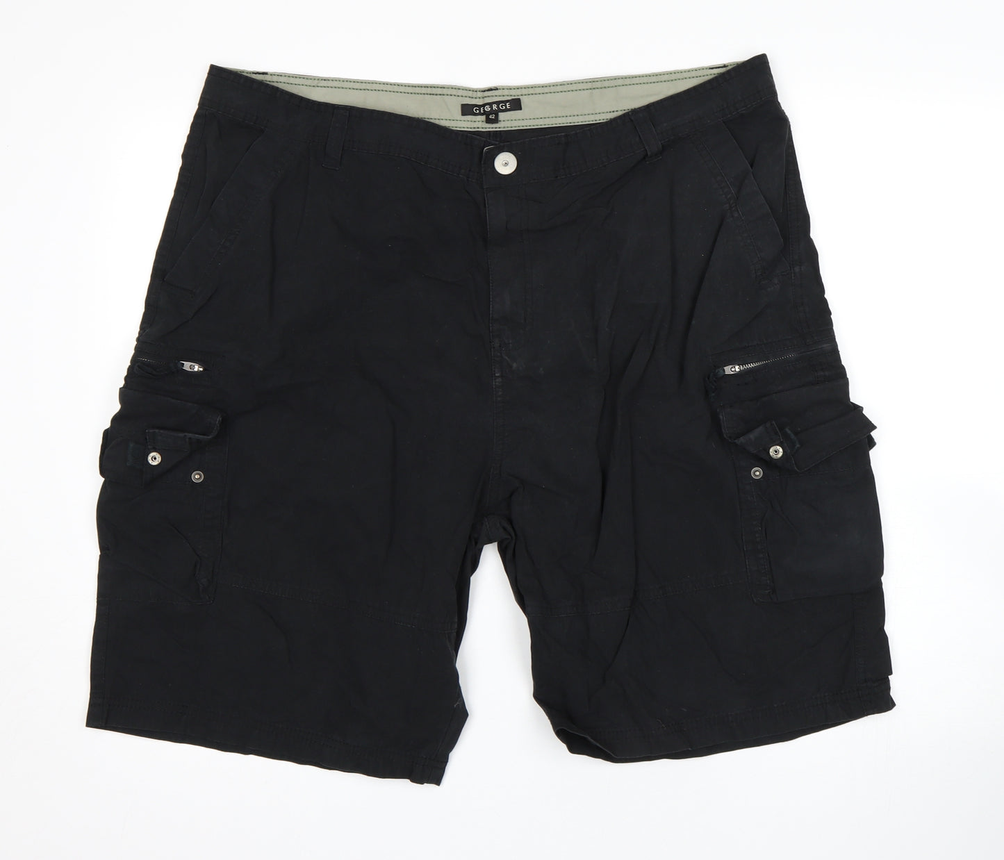 George Mens Black   Cargo Shorts Size 42