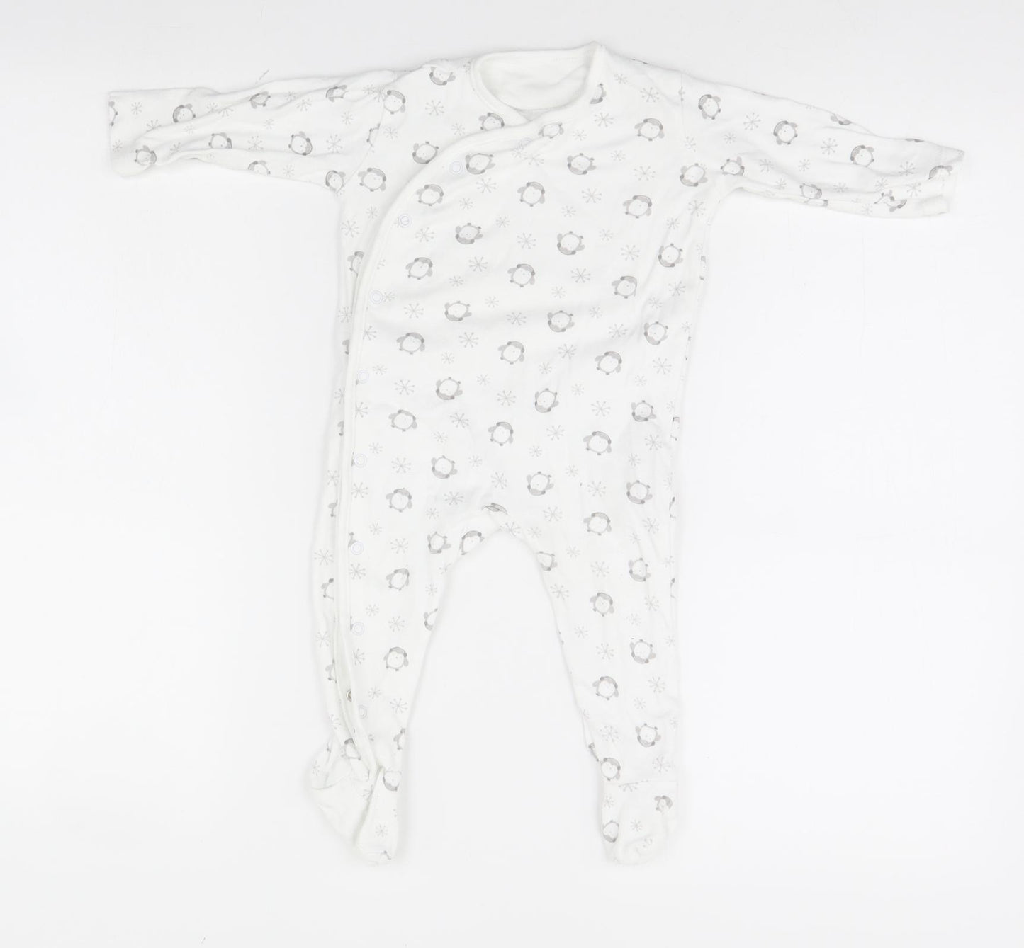 Nutmeg Baby White Animal Print  Babygrow One-Piece Size 9-12 Months  - Penguins