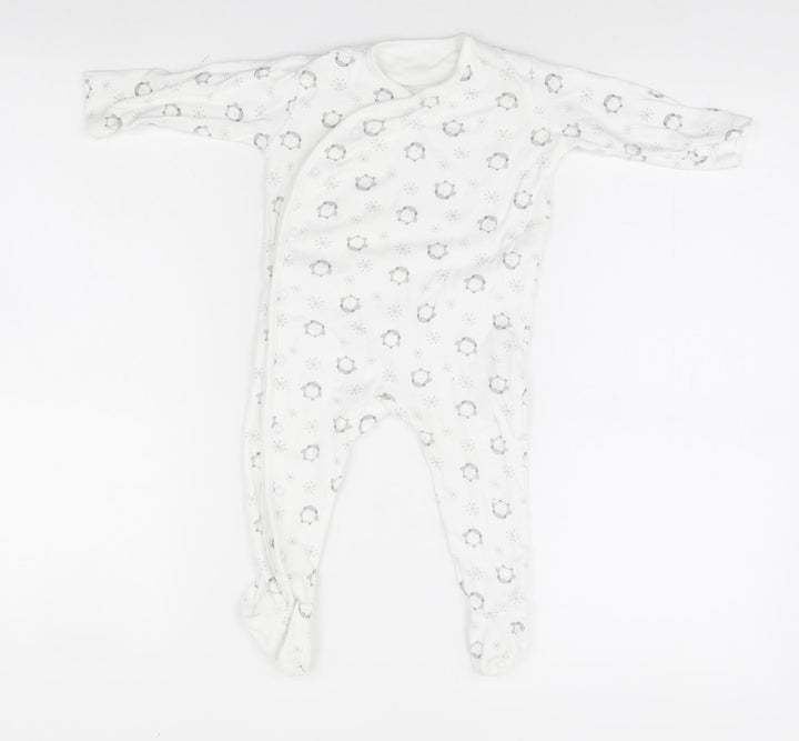 Nutmeg Baby White Animal Print  Babygrow One-Piece Size 9-12 Months  - Penguins