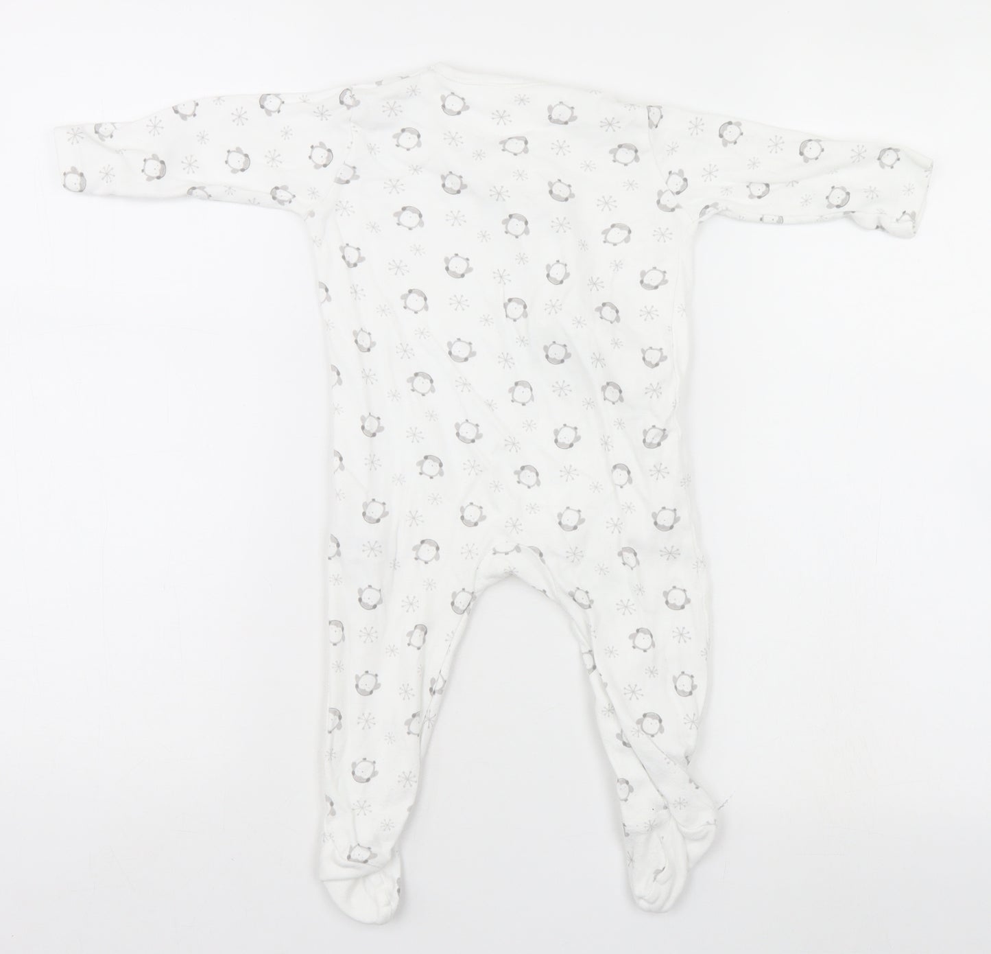 Nutmeg Baby White Animal Print  Babygrow One-Piece Size 9-12 Months  - Penguins