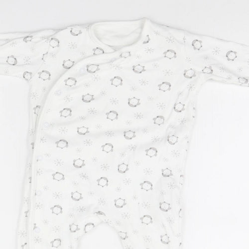 Nutmeg Baby White Animal Print  Babygrow One-Piece Size 9-12 Months  - Penguins