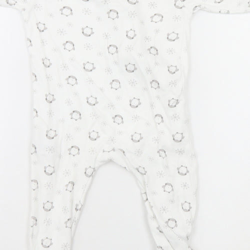 Nutmeg Baby White Animal Print  Babygrow One-Piece Size 9-12 Months  - Penguins