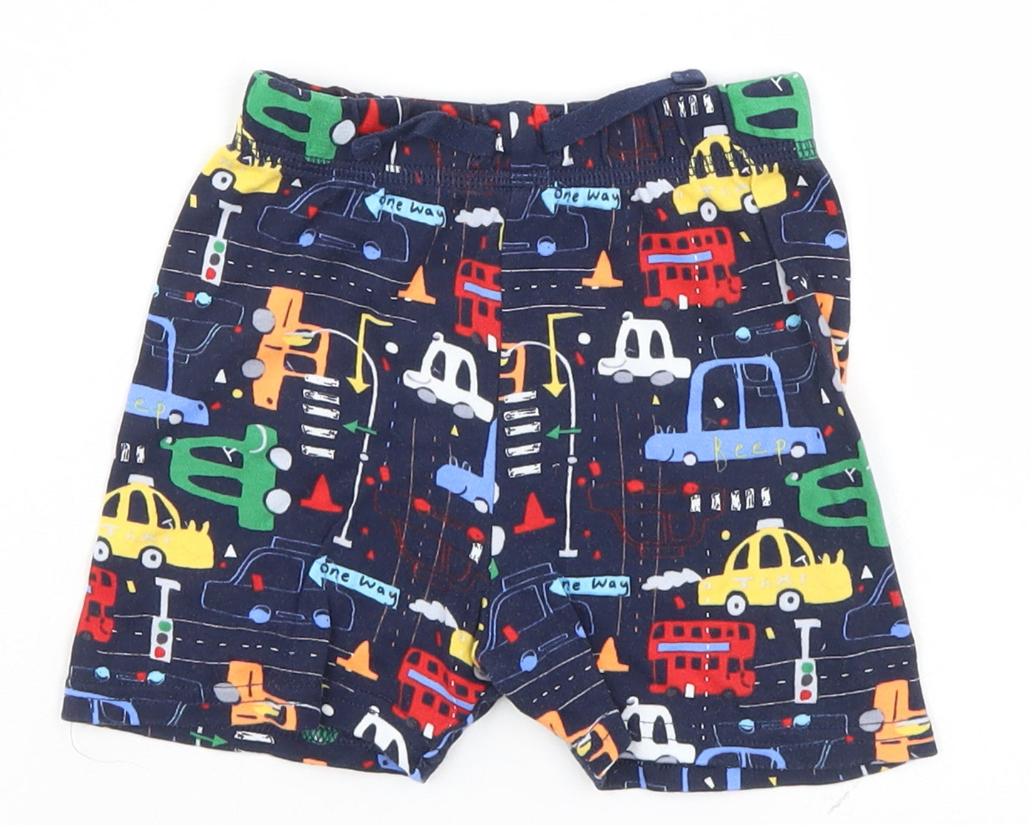 George Baby Blue Geometric  Cropped Trousers Size 9-12 Months  - Cars