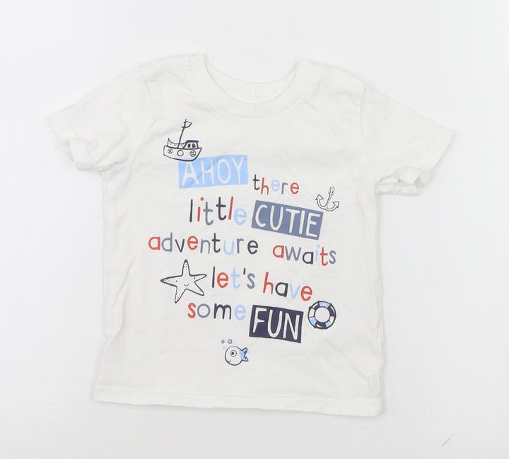 George Baby White   Basic T-Shirt Size 9-12 Months  - Ships, Sea, Adventure