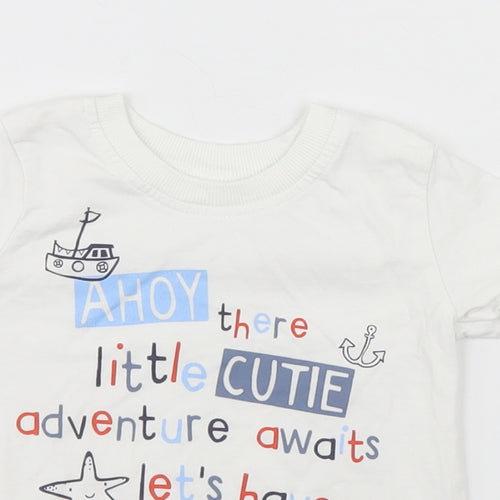 George Baby White   Basic T-Shirt Size 9-12 Months  - Ships, Sea, Adventure
