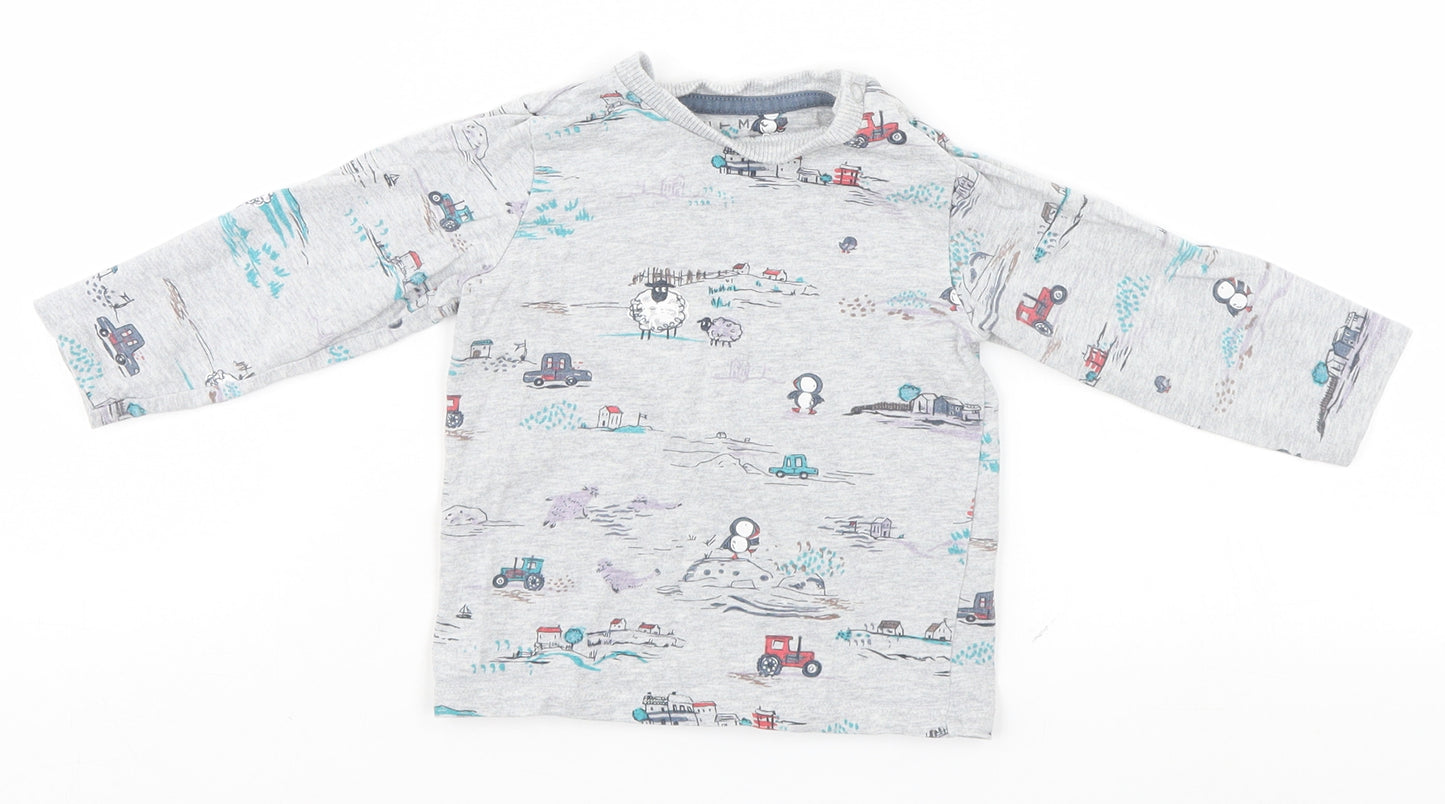 Nutmeg Baby Grey   Basic T-Shirt Size 9-12 Months  - Farms