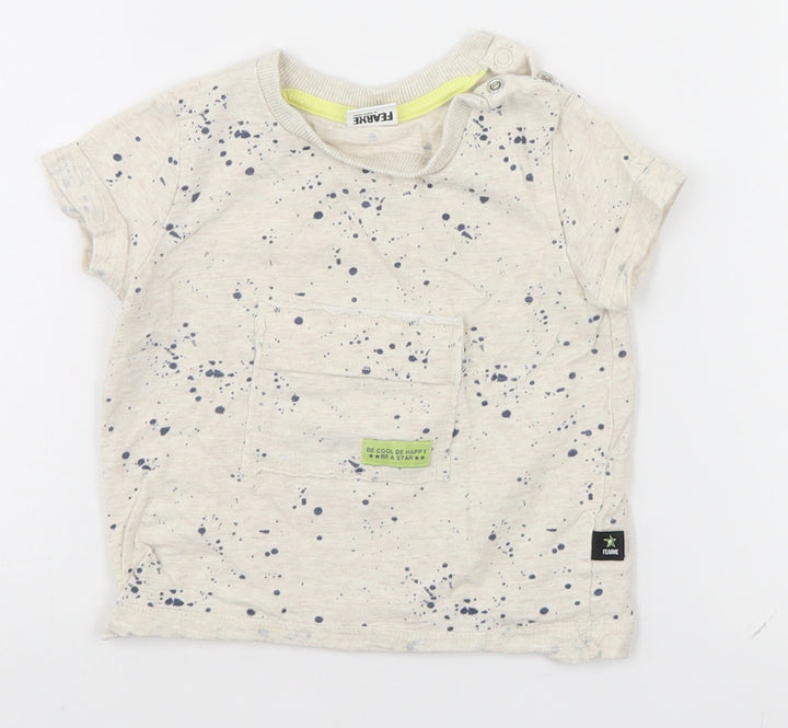 Mini Club Baby Grey Spotted  Basic T-Shirt Size 9-12 Months  - Be Cool Be Happy Be a Star