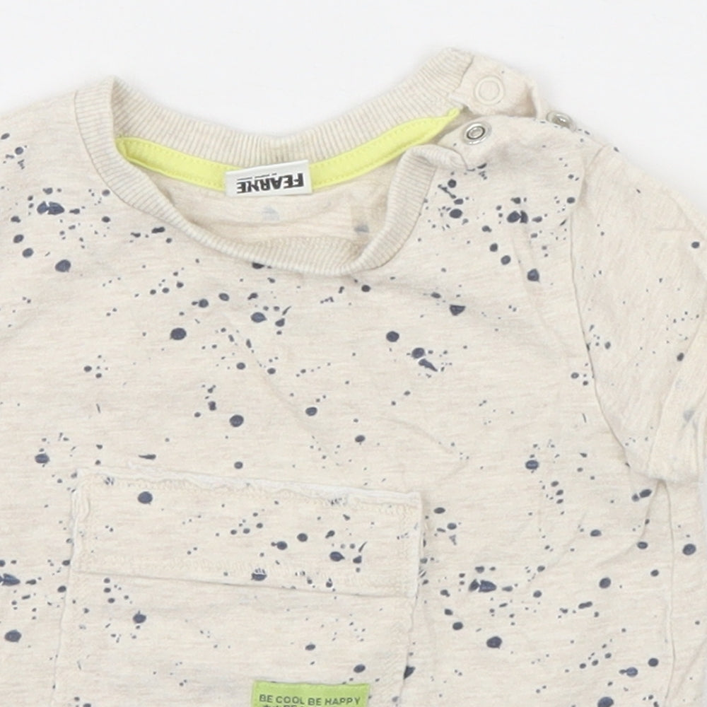 Mini Club Baby Grey Spotted  Basic T-Shirt Size 9-12 Months  - Be Cool Be Happy Be a Star
