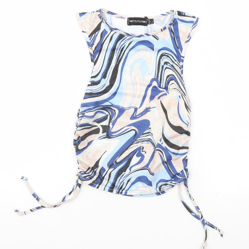 PRETTYLITTLETHING Womens Multicoloured Geometric  Basic T-Shirt Size 4
