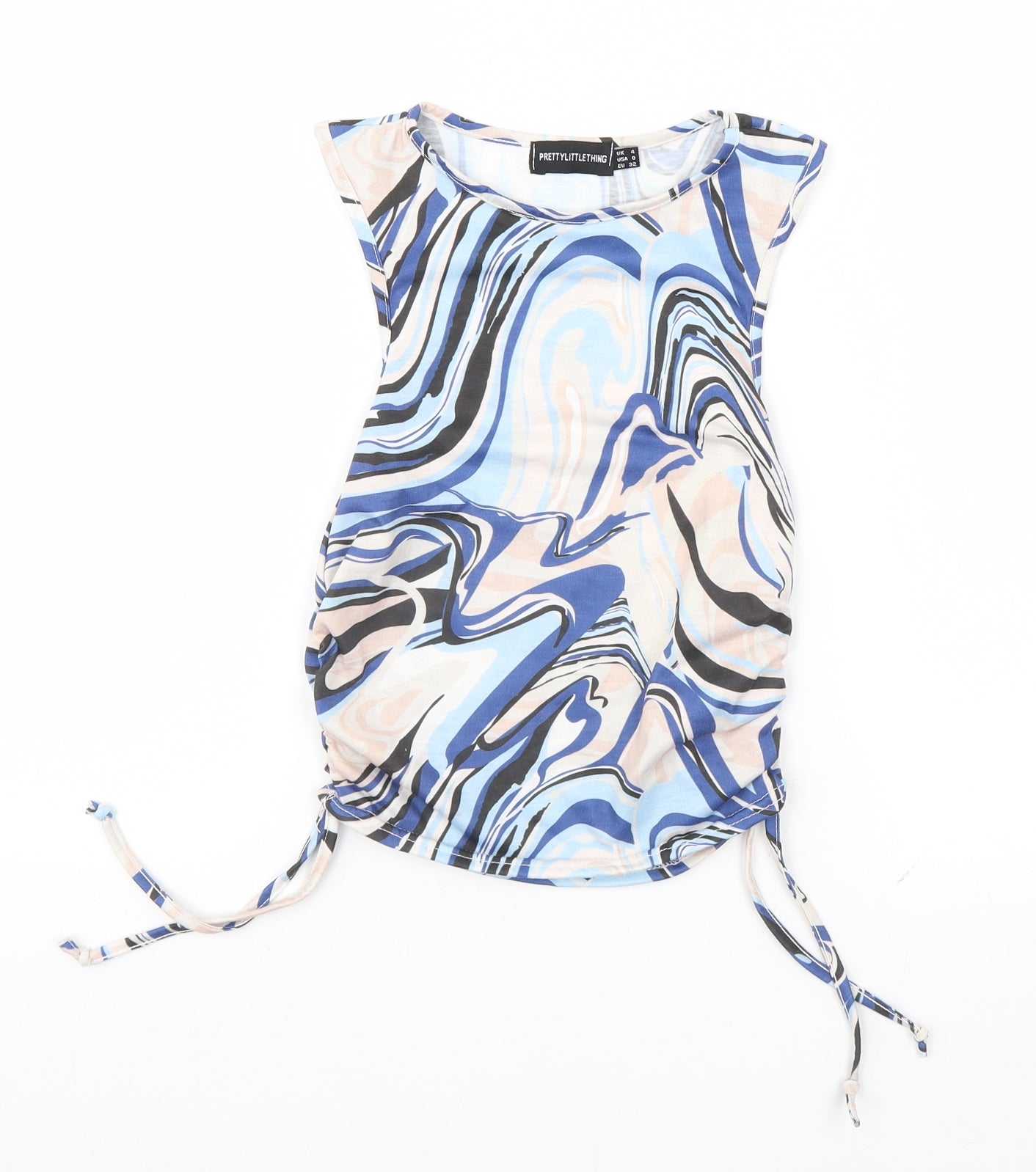 PRETTYLITTLETHING Womens Multicoloured Geometric  Basic T-Shirt Size 4