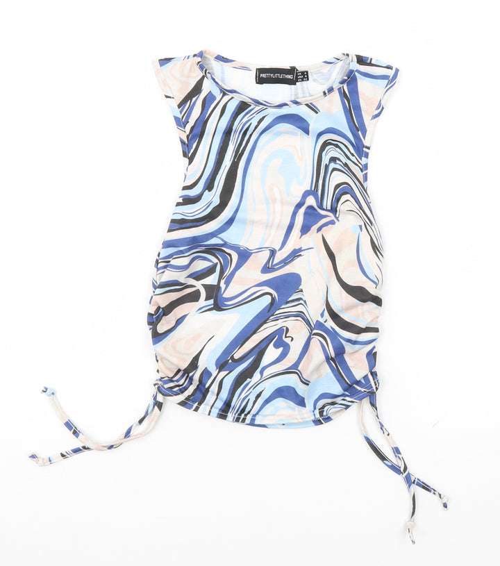 PRETTYLITTLETHING Womens Multicoloured Geometric  Basic T-Shirt Size 4