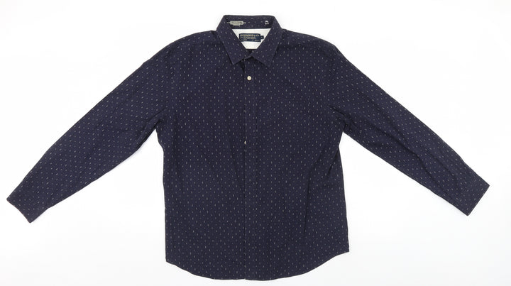 Debenhams Mens Blue Geometric Button-Up Size L
