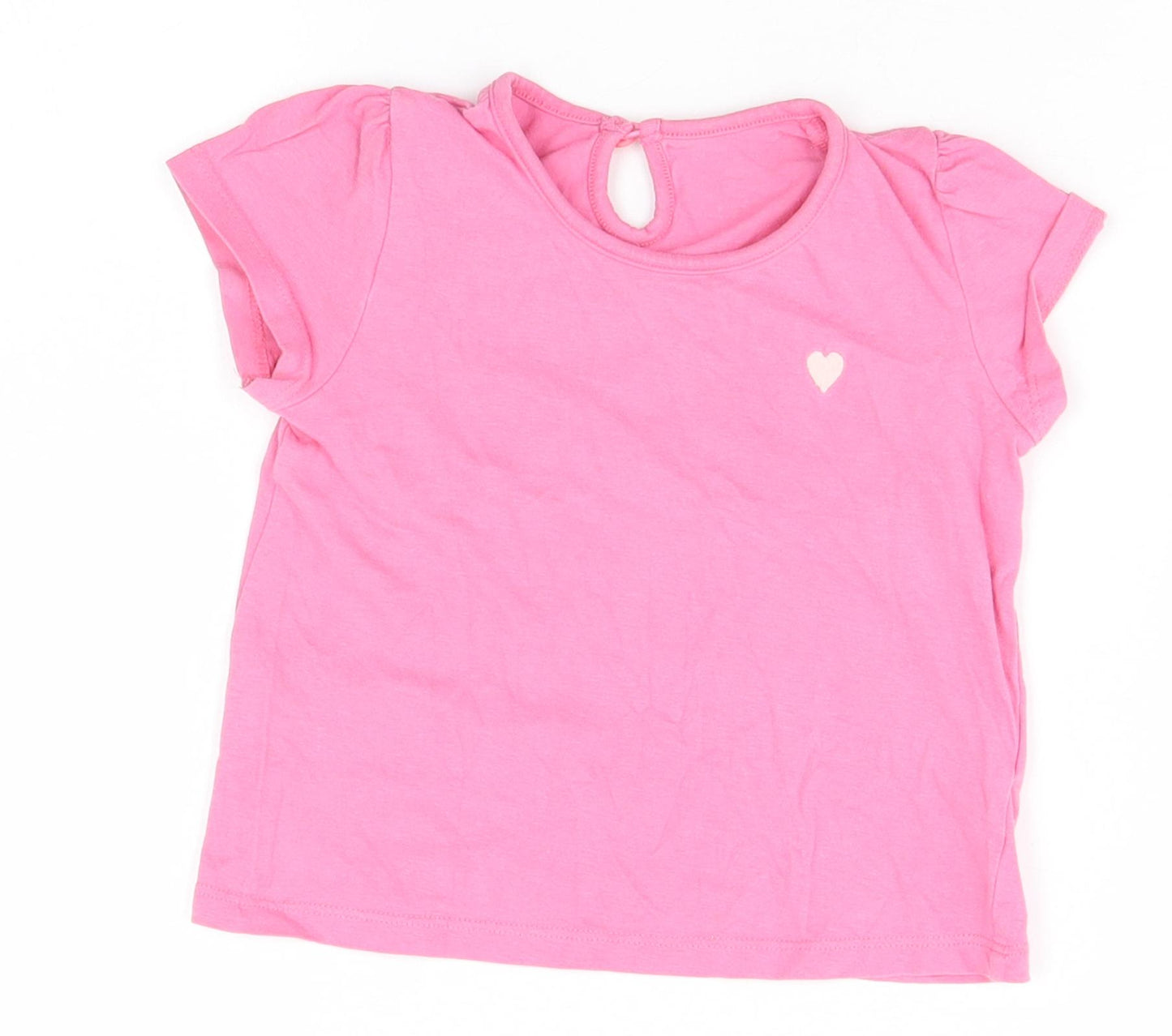 Preworn Boys Pink   Basic T-Shirt Size 12-18 Months  - Heart