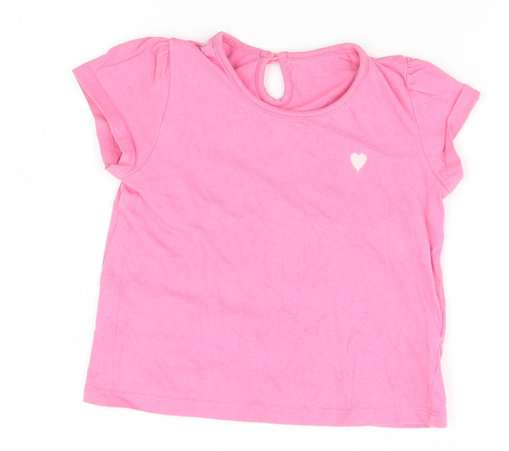 Preworn Boys Pink   Basic T-Shirt Size 12-18 Months  - Heart