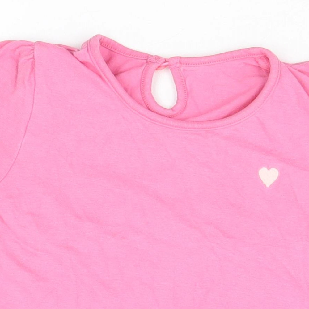 Preworn Boys Pink   Basic T-Shirt Size 12-18 Months  - Heart