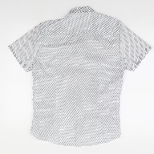 Burton Mens White Geometric   Button-Up Size M
