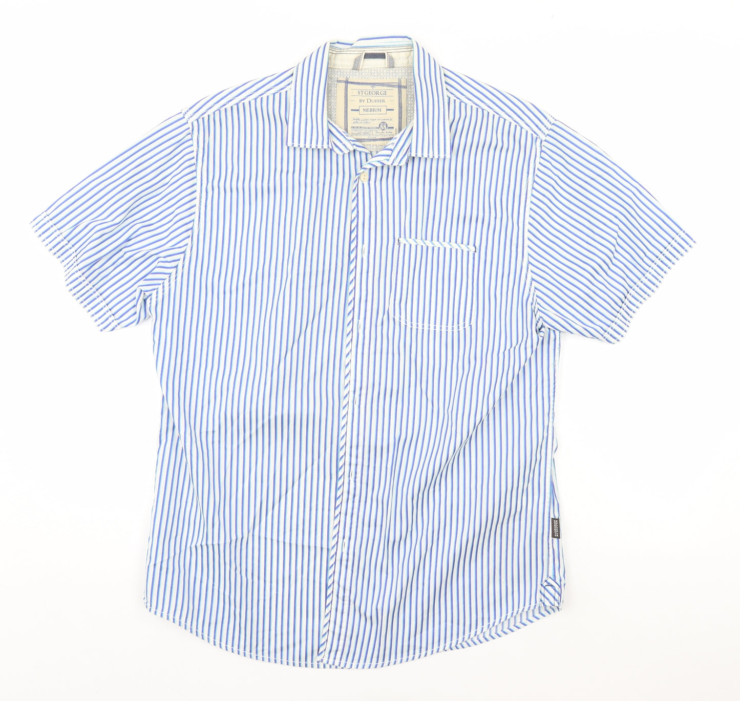Duffer of St. George Mens Blue Striped   Button-Up Size M