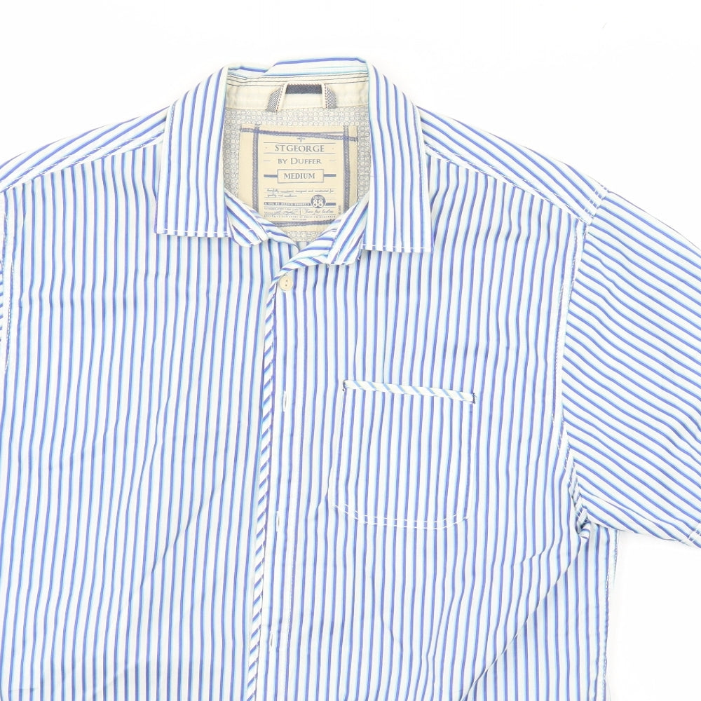 Duffer of St. George Mens Blue Striped   Button-Up Size M