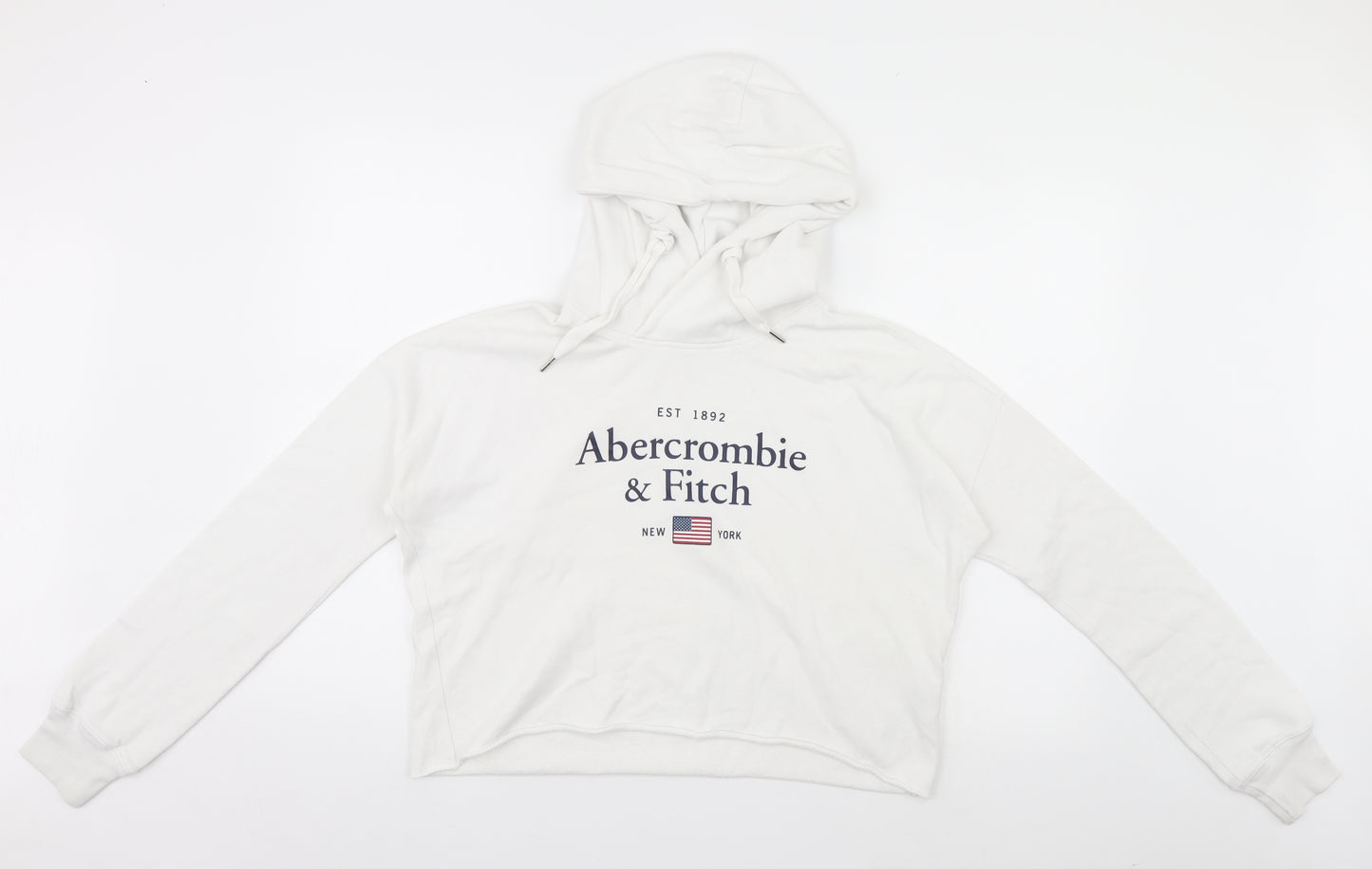 Abercrombie & Fitch Womens White   Pullover Hoodie Size S  - American Flag