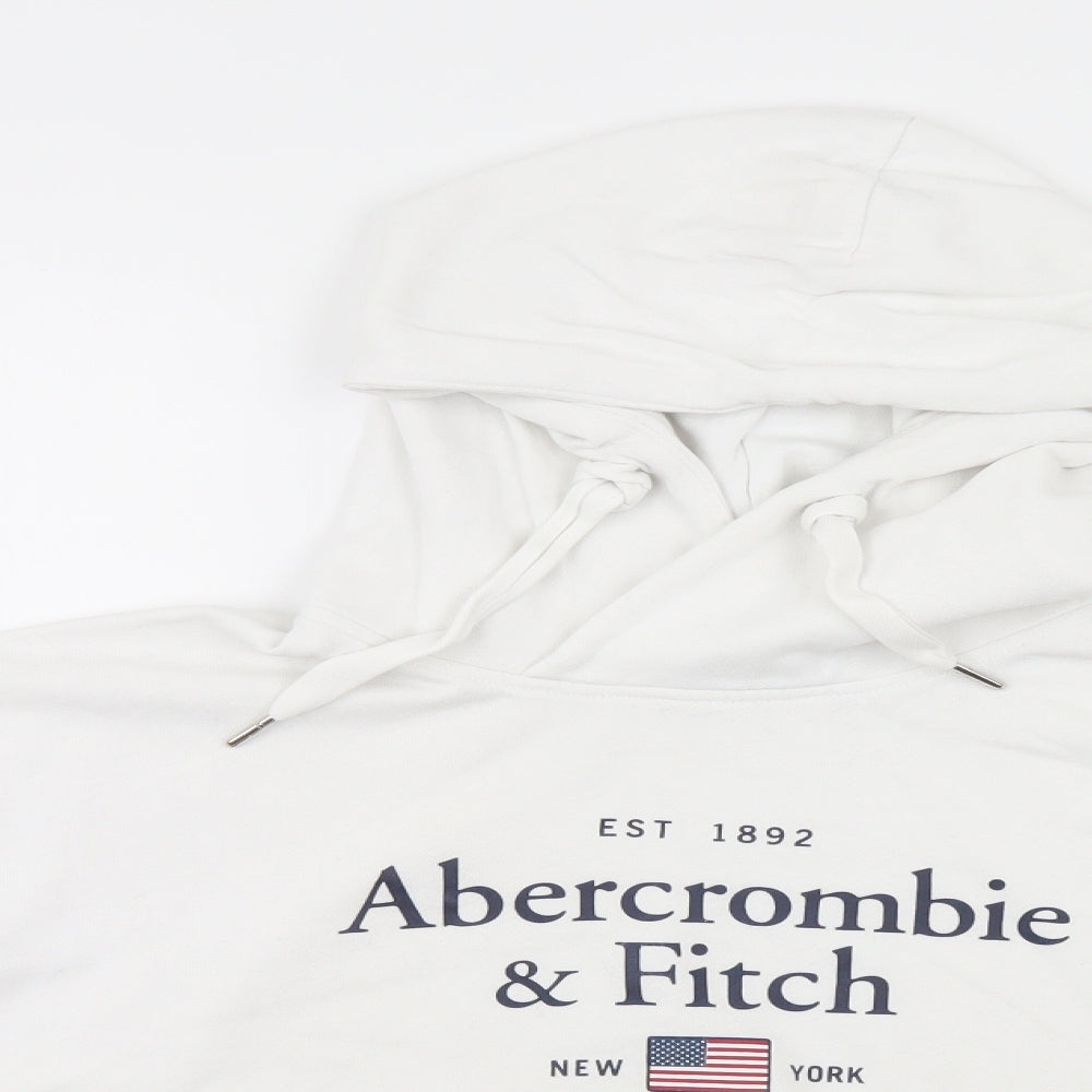 Abercrombie & Fitch Womens White   Pullover Hoodie Size S  - American Flag