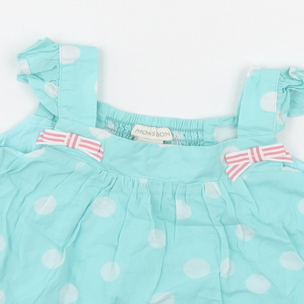 Monsoon Girls Green Spotted  A-Line  Size 6-9 Months  - Lemons