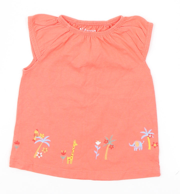 Nutmeg Baby Orange Basic T-Shirt Size 6-9 Months - Animals