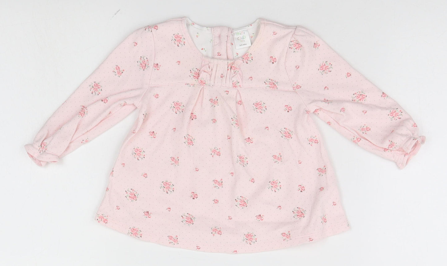 Mini Club Girls Pink Floral  Basic Dress Shirt Size 6-9 Months