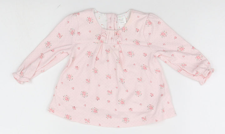 Mini Club Girls Pink Floral  Basic Dress Shirt Size 6-9 Months
