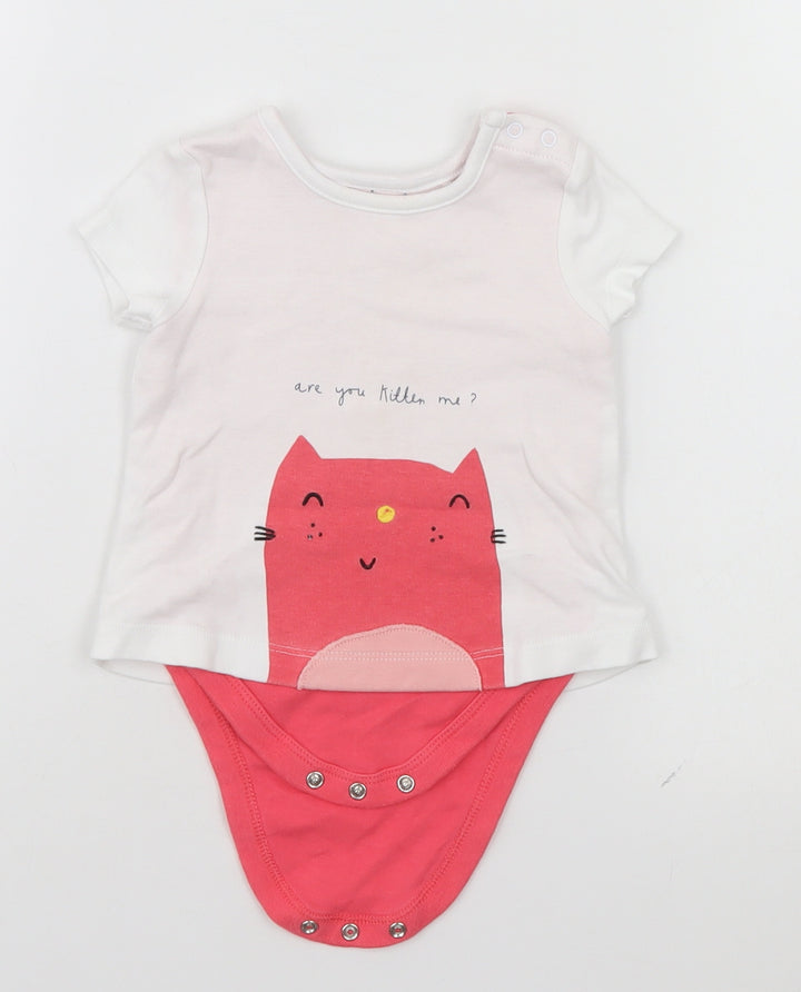 Mothercare Baby White Babygrow One-Piece Size 6-9 Months - Are you Kitten Me?