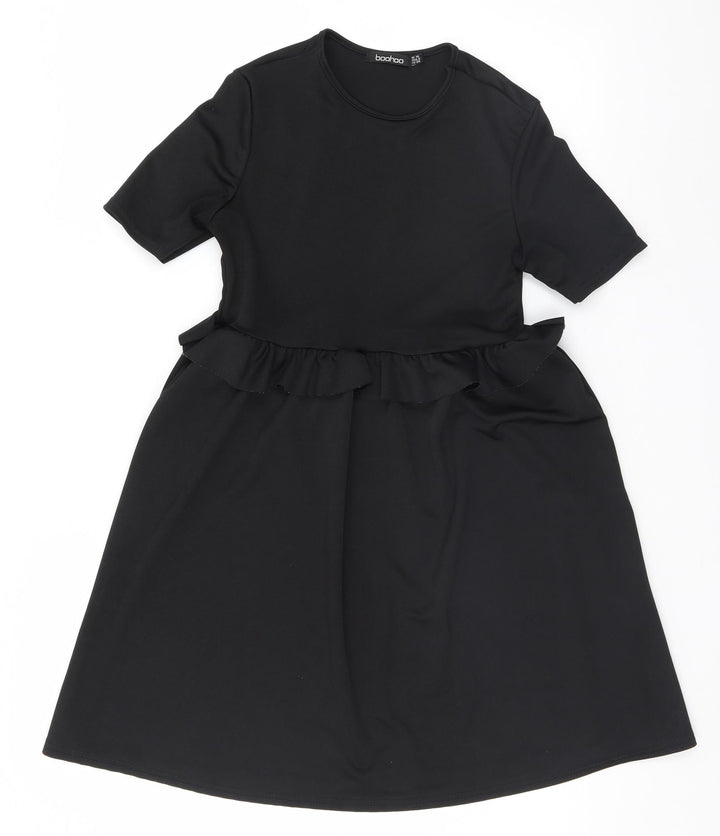 Boohoo Womens Black Basic Blouse Size 10