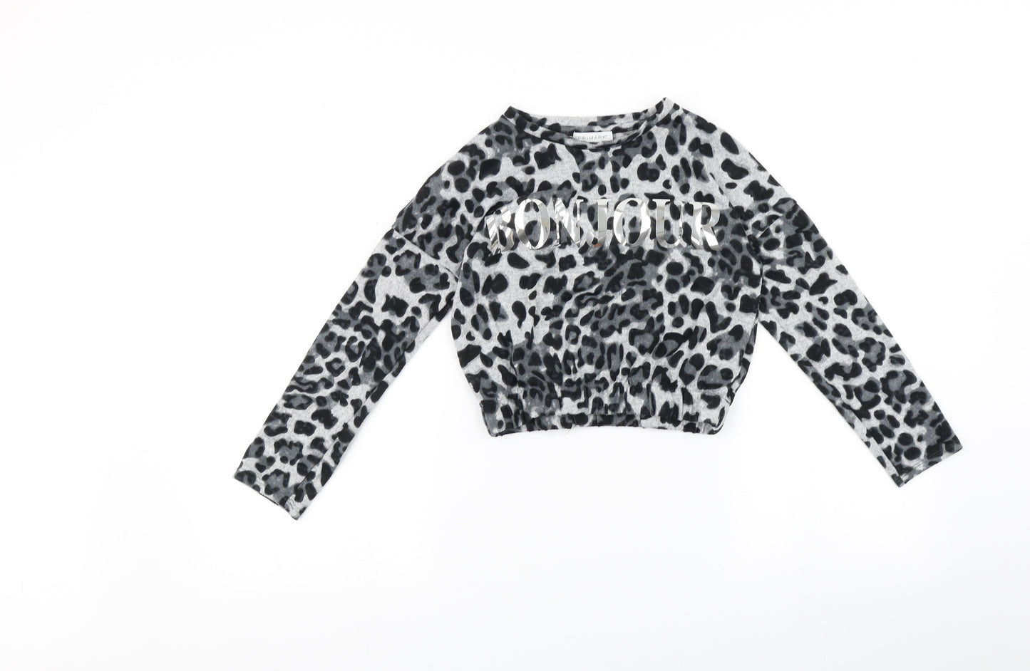 Primark Girls Grey Animal Print  Pullover Jumper Size 8-9 Years