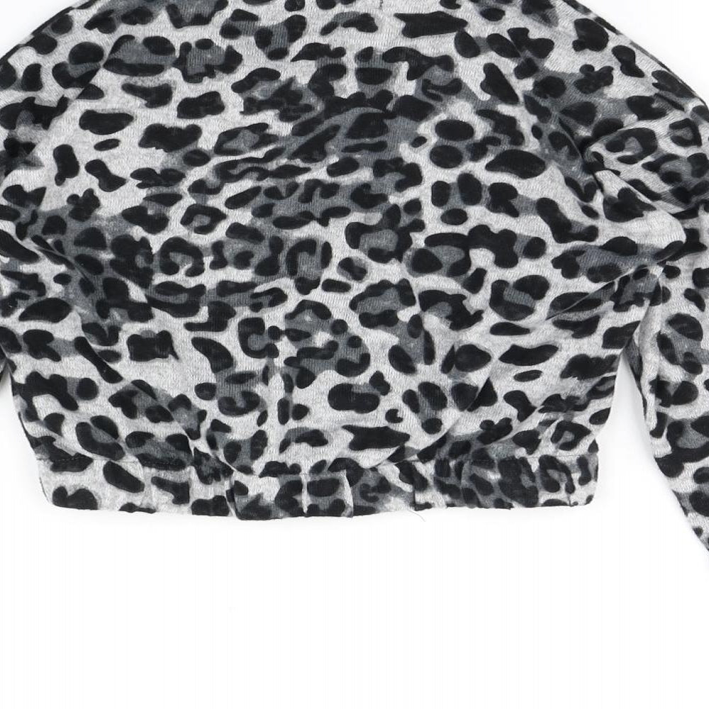 Primark Girls Grey Animal Print  Pullover Jumper Size 8-9 Years