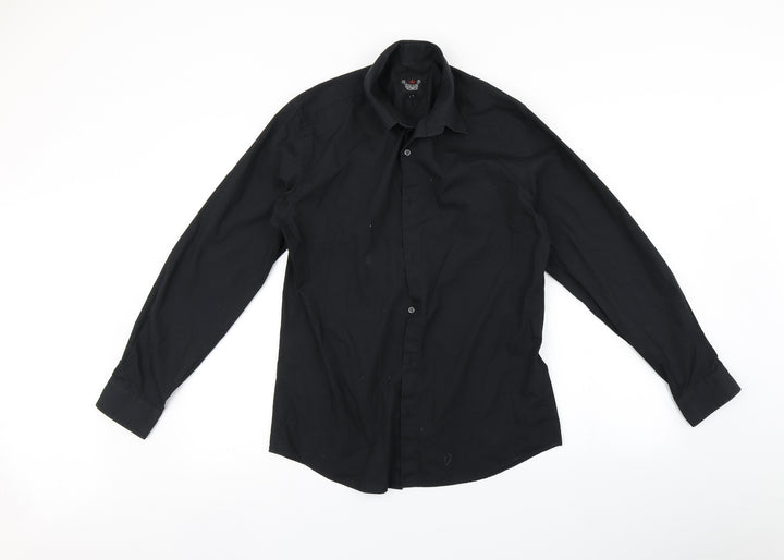 River Island Mens Black Button-Up Size S