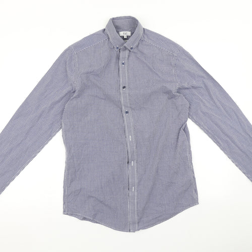 F&F Mens Blue Check   Button-Up Size 14.5