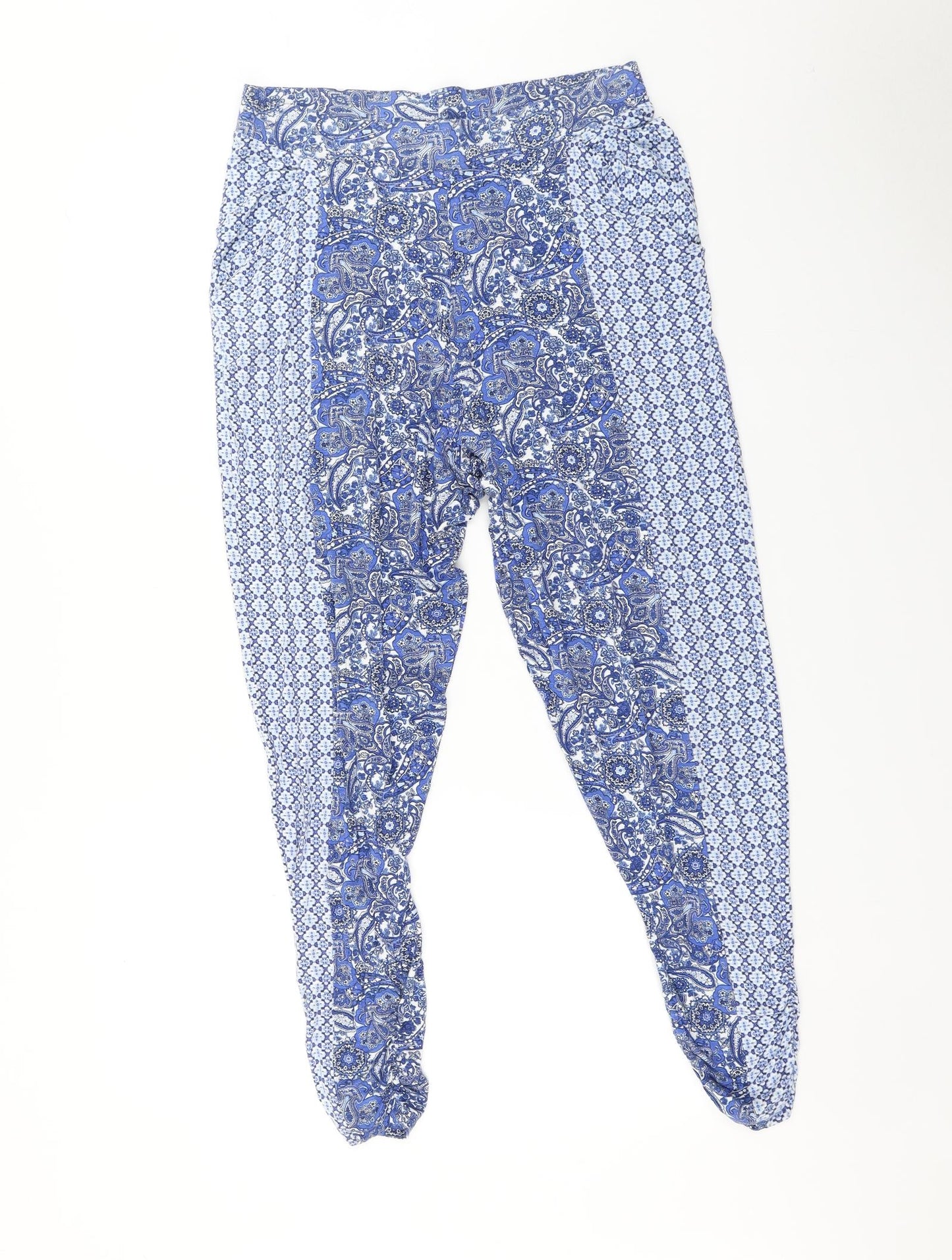 TU Womens Blue Paisley  Harem Trousers Size 14 L29 in