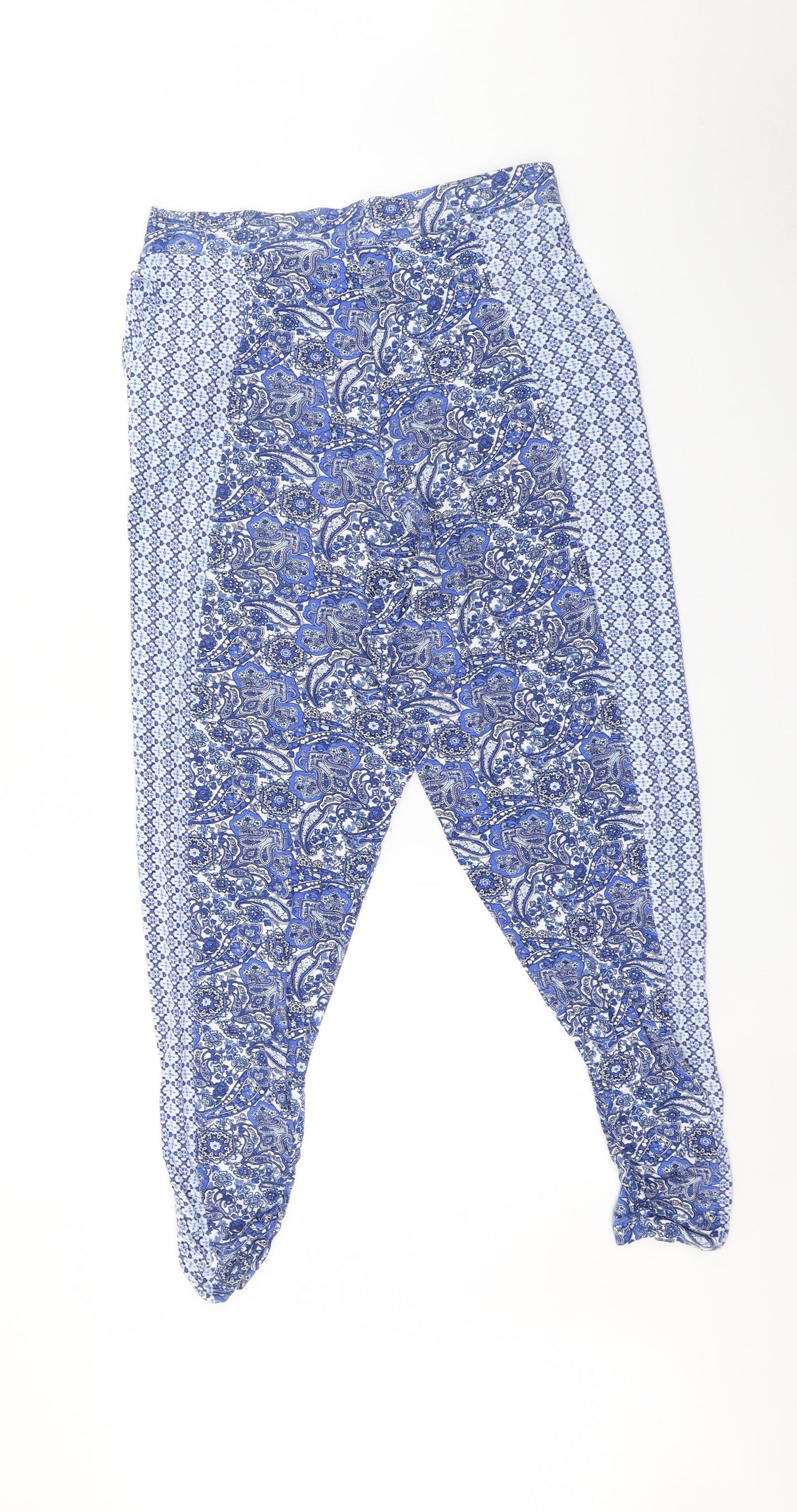 TU Womens Blue Paisley  Harem Trousers Size 14 L29 in