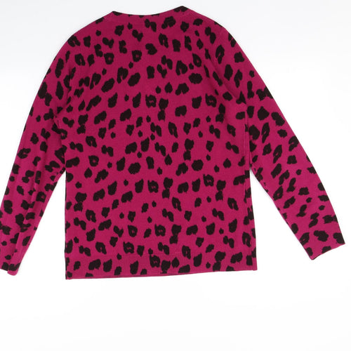 Marks and Spencer Womens Purple Animal Print  Pullover Jumper Size 14