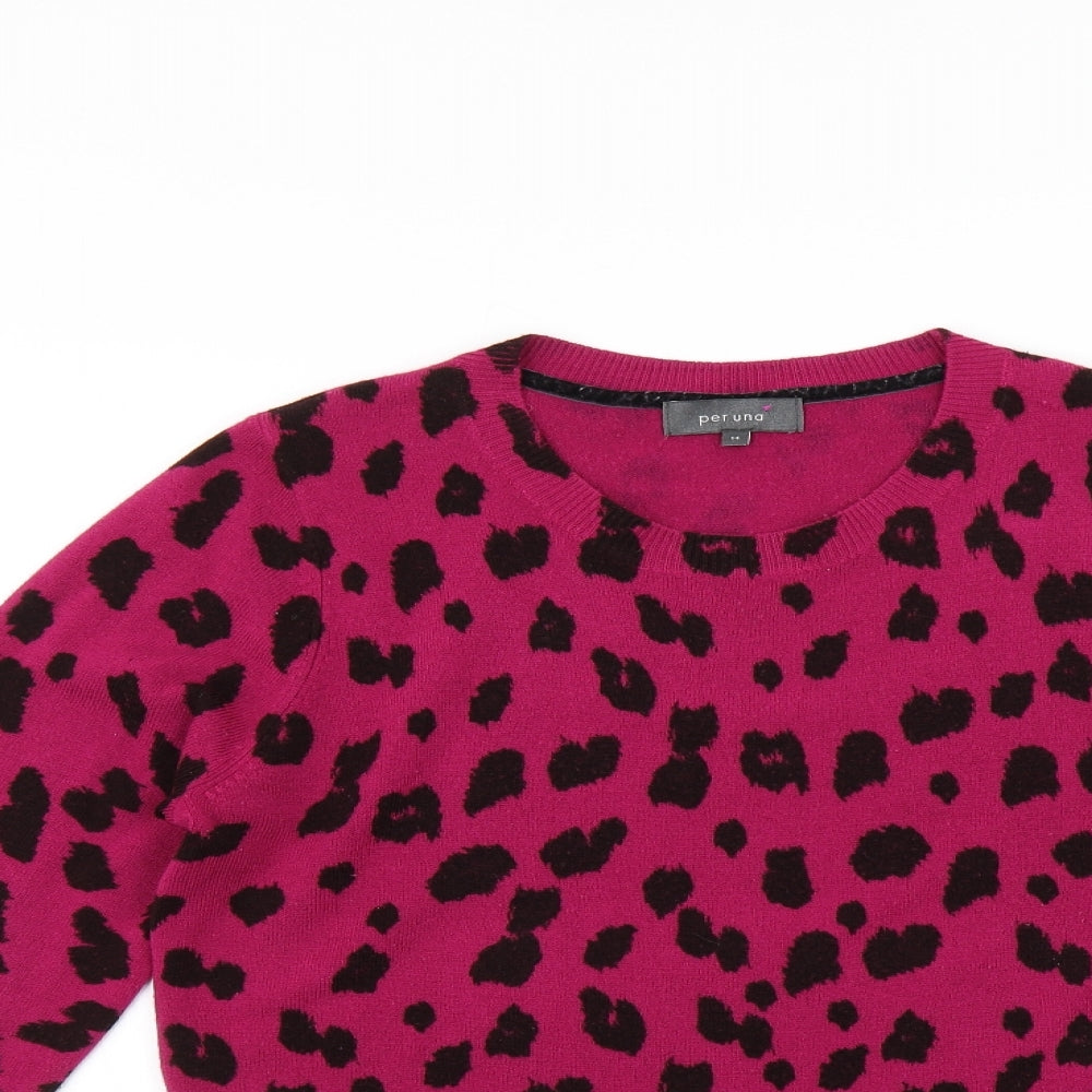Marks and Spencer Womens Purple Animal Print  Pullover Jumper Size 14