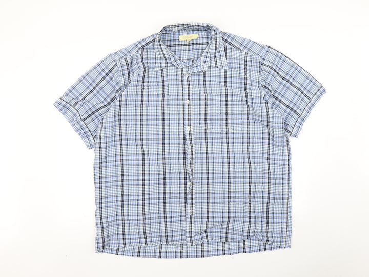 Churns Mens Blue Check Button-Up Size XL