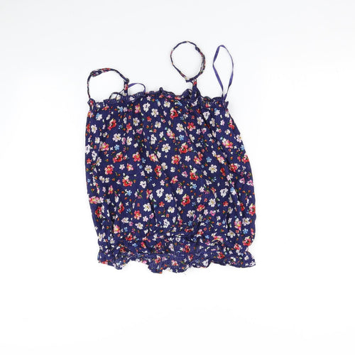 New Look Womens Blue Floral  Basic T-Shirt Size 8